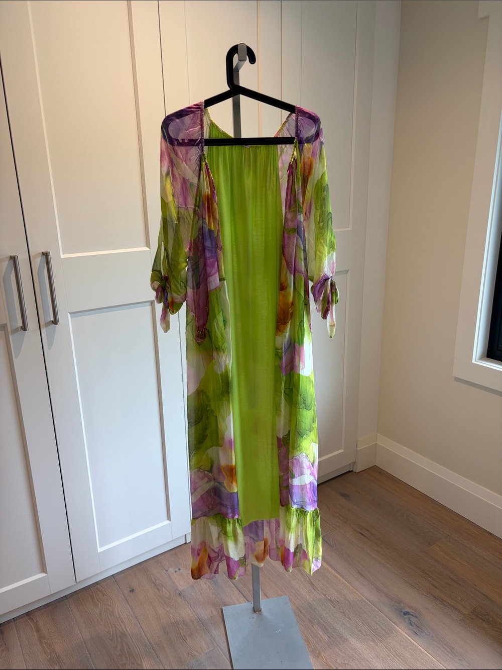 Sheer Silk floral Lime Green and Purple duster